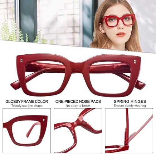 Oversized Reading Glasses for Women Thick Cat Eye Readers with Spring Hinges 1.0 1.25 1.5 1.75 2.0 to 4.0