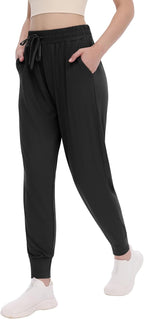 TNNZEET Women's Joggers with Pockets - High Waisted Sweatpants Tapered Leg Drawstring Lightweight Athletic Pants