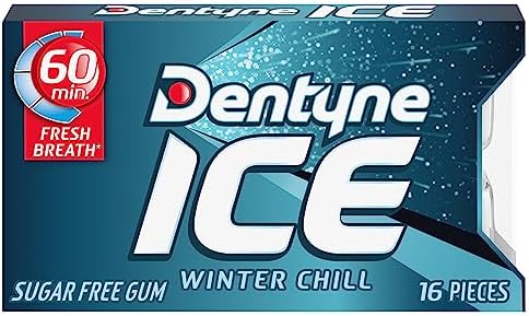 Dentyne Ice, Winter Chill Flavor, Easter Candy, Easter Basket Essentials Stuffers for Kids and Adults, Sugar-Free Chewing Gum, 9 Packs of 16 Pieces (144 Total)