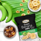 Grace Green Banana Chips 2.5oz - 6 Pack Plantain Individual Bags - Jamaican Gluten Free Bananitos Verdes - Non-GMO & No Trans Fat
