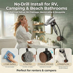CTESNE【360° Rotating&No Drill Installation】Hands Free Hair Dryer Holder Wall Mount,Adjustable Height Suction Cup Blow Dryer Holder, Damage-Free Wall, with Cord Storage for Most Hair Dryers