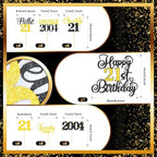 21st Birthday Decorations Cake Cupcake Toppers Set, Black Gold Glitter Happy 21stBirthday Cupcake Cake Topper Birthday Decorations for Him Her Boy Girls Men Women (1piece + 24pcs)