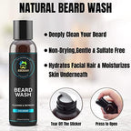 XIKEZAN Beard Wash & Beard Conditioner Natural Softener Set w/Argan & Jojoba Oils Smooths & Strengthens Christmas Stocking Stuffers Father Day Gifts for Men Him Dad Boyfriend Husband