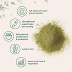 Micro Ingredients Super Greens Powder, 1lb | 100 Superfood Blend with Daily Greens, Probiotics, Fruits, Vegetables & Mushrooms | Source of Vegan Protein & Enzymes | Non-GMO, Gluten-Free, No Additives