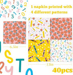 40Pcs Back to School Napkins-School Theme Ruler Apple Alphabet Paper Napkins First and Last Day of School Preschool Kindergarten Graduation Decoration