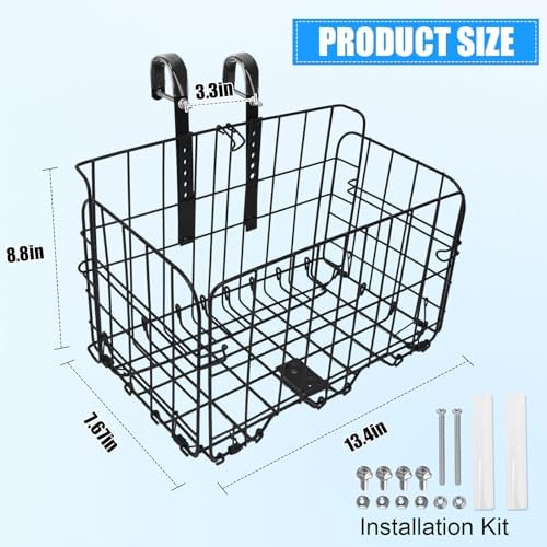Knee Scooter Basket Accessory, Removable Wire Basket, Fits Most Knee Scooter Models, Easy Installation, Foldable Design, Black Metal Handlebar Mount
