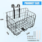 Knee Scooter Basket Accessory, Removable Wire Basket, Fits Most Knee Scooter Models, Easy Installation, Foldable Design, Black Metal Handlebar Mount