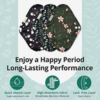 Langsprit Absorbent Reusable Menstrual Sanitary Pads/Washable Cloth Menstrual Period Pads,Reusable Panty Liners(Winter,M)