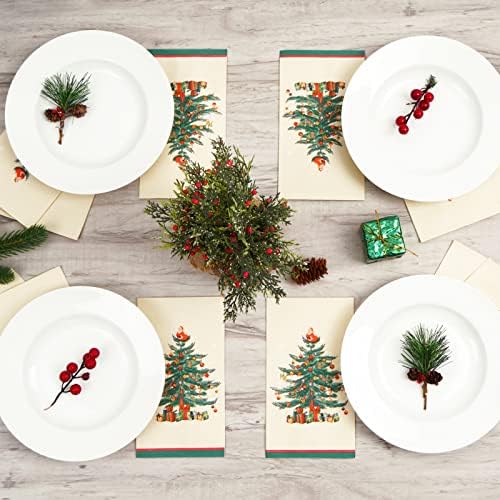 Homlouue 100 PCS Christmas Napkins Disposable, 3 Ply Paper Christmas Tree Napkins, Decorative Napkin for Bathroom Home Kitchen Dinner, Guest Paper Hand Towels for Xmas Winter Holiday Party Supplies