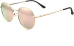 Full Reader Sunglasses Women Men, Mens Womens Reading Sun Glasses Metal Round BLue Pink Yellow Lens NON BIFOCAL, Gold Frame Mirrored Pink Lenses, 1.50