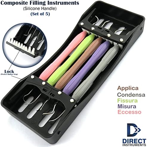 Dental Composite Filling Instruments Restorative Silicone Handle With Cassette (Set of 5)