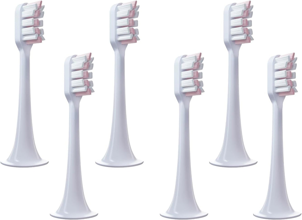 6Pcs Replacement Toothbrush Heads for Xiaomi Mijia/Mi Home T300 T500 Series Sonic Electric Brush Handles - Multiple Option (Pink Medium)
