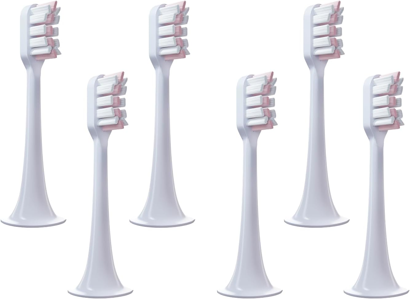 6Pcs Replacement Toothbrush Heads for Xiaomi Mijia/Mi Home T300 T500 Series Sonic Electric Brush Handles - Multiple Option (Pink Medium)
