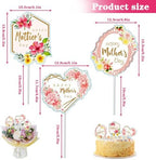 Happy Mother's Day Cake Toppers,30PCS Mother's Day Cake Decorations for Flowers Cupcake Picks Mom Letter Cake Topper Cake Decor for Mom's Birthday Party Supplies