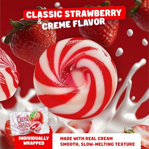 Strawberry and Cream Candy 1LB | Bulk Hard Candy Individually Wrapped in Resealable Bag