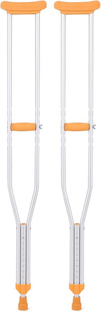 Magshion Aluminum Underarm Crutches for 5'10" - 6'6" Adults, Grip Height Adjustable by Push Button, Lightweight Walking Crutch with Non-Slip Rubber Feet, 1-Pair, Large