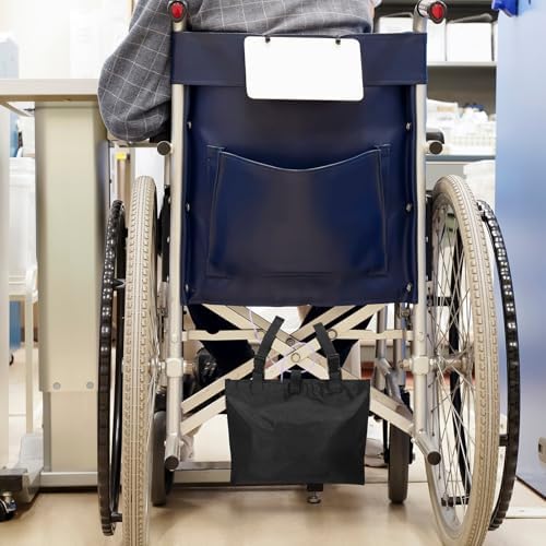 Threlaco 2 Pcs Urine Drainage Bag Holder Canvas Catheter Bag Covers for Wheelchairs Chair Bed Under Basket with Adjustable Straps for Foley Infusion Nephrostomy Bags, 15 x 11 x 9 in(Black)