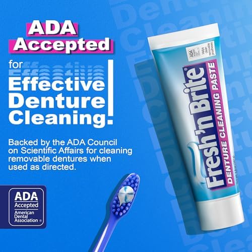 Fresh 'n Brite Denture Cleaner Paste, ADA Accepted Dual Action Formula for Fresh Breath & Gentle Care of Dentures, 1 Count