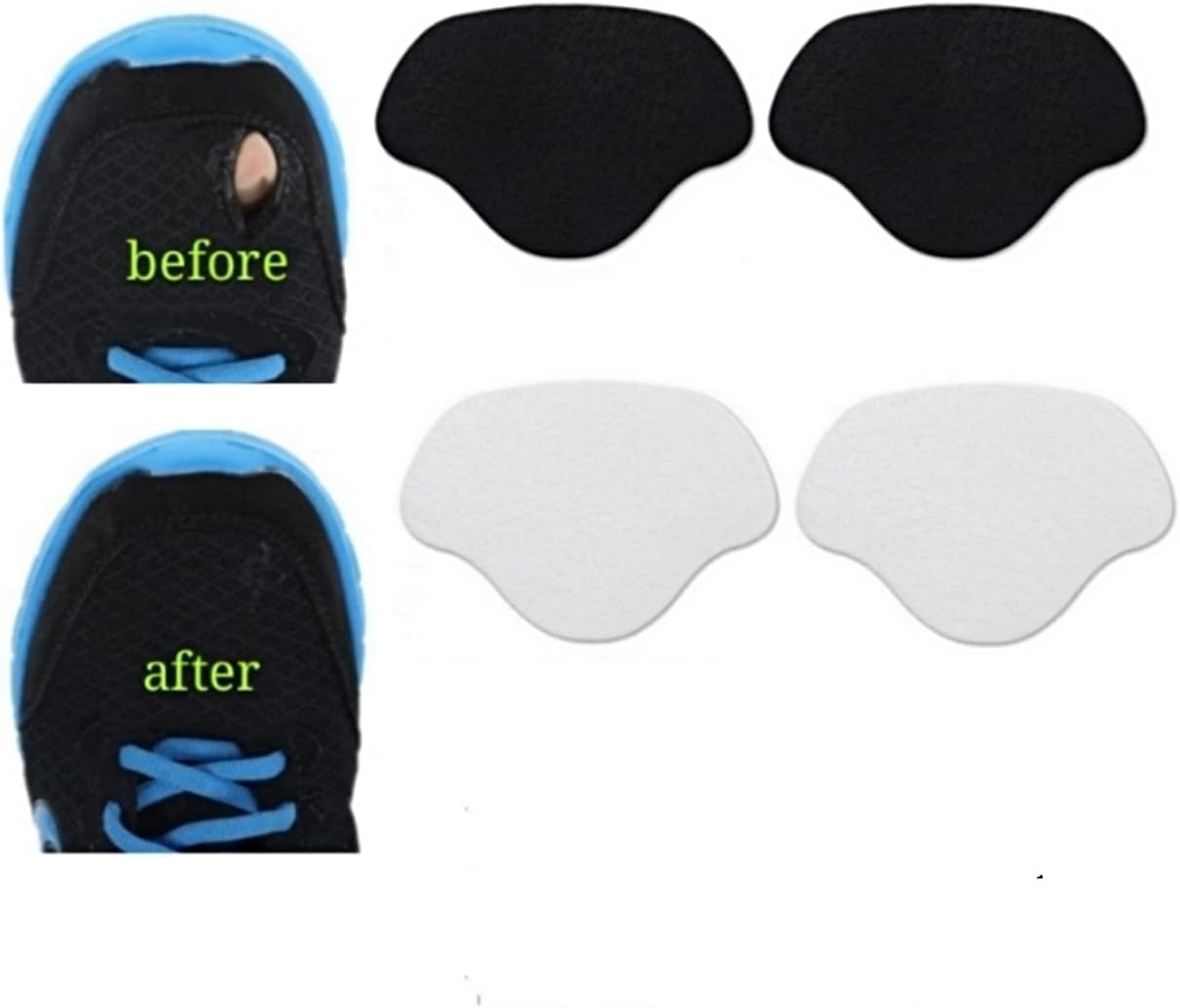 Sneaker Toe/Heel Prevention Repair, Shoe Hole Toeburst Patch/Insert, Wear Self-Adhesive, 1pairs of Black and 1 Pair of White