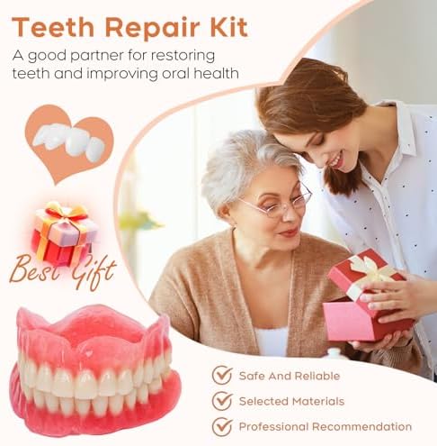 Do It Yourself Dentures Fake -Teeth Top and Bottom Temporary Teeth - Denture Kit for Women and Men - Create Your Perfect Smile at Home-LP-Red