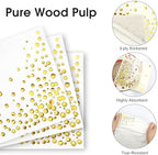 100 Pcs Gold Cocktail Napkins, 3-Ply Party Paper Napkins, 5 x 5 Inches Bar Napkin Disaposable for Weddings, Birthdays, Baby Showers, Anniversaries, and Cocktail Parties (White)