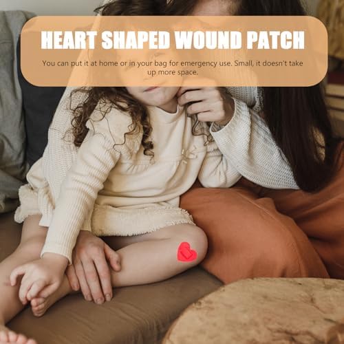 50Pcs Brand Adhesive Bandages Heart Shaped Fabric Bandages Waterproof and Breathable Care Patches for Kids and Adults 2.32 X 1.69 in