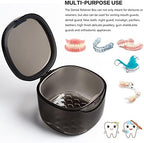 Upgraded Denture Bath Box Cup, No-Leak Denture case,Retainer Cleaning Box, Complete Clean Care for Dentures, Clear Braces, Mouth Guard, Night Guard & Retainers (transparent grey)