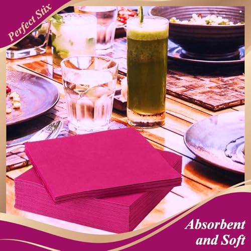 Perfect Stix - 2 Ply Burgundy-100ct 2 Ply Burgundy Napkin-100 Paper Cocktail Beverage Napkins, 2-Ply, Burgundy (Pack of 100)