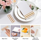 Napkins Disposable Paper Napkins 50 Pack Paper Hand Towels Absorbent Dinner Napkins White and Gold Napkin Guest Towels Tissue Party Napkin for Bathroom Dinner Wedding Kitchen Party Event Decorative