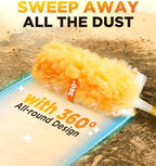 Heavy Duty Duster Refills for Swiffer Duster, 12 Count Duster Refills with 1 Handle, Multisurface 360° Dusters with 4X Microfibers, Unscented Disposable Dusters for Cleaning