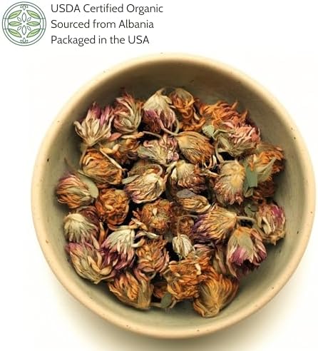 Organic Red Clover Blossoms 2 oz. (57g), USDA Certified Organic Red Clover Blossom Tea, Whole
