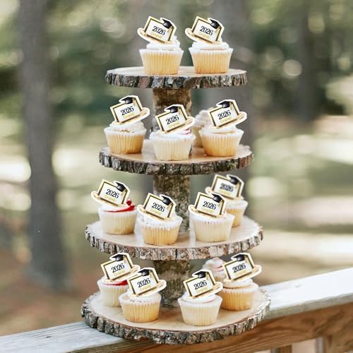 40Pcs Edible Square 2026 Graduate Diploma Cupcake Toppers Edible Graduate Cap Cupcake Picks for 2026 Graduation Party Cake Cupcake Decorations