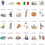 Italian Party Cupcake Toppers 48Pcs Italy theme birthday Cake Decorations Italy Pizza Party Decorations Rome Colosseum Cupcake Sticks for Buon Comleanno Party Supplies