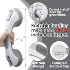 TAILI Shower Grab Bar, 2 Pack 12 Inch Suction Grab Bars for Bathtubs and Showers for Elderly, Shower Handle for Seniors Bathroom Safety Grip, No Drilling Removable,Grey