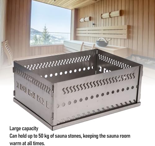 Sauna Stone Basket Holder, Stainless Steel Sauna Rocks Stone Stand, Charcoal Firebox Basket Grill for Charcoal Wood Burning Stove (SL 300)