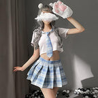 Schoolgirl Outfits Japanese Plaid Pleated Skirt JK Uniform Cosplay Lingerie