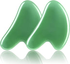URAQT Gua Sha Massager Tool, 2 Pcs Natural Jade Stone Guasha Board, Gua Sha Scrapping Massager Stones for Physical Therapy and SPA Acupuncture Therapy, Guasha Facial Tool for Face, Eye, Neck, Body