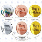 Qunclay 30 Pcs Happy Birthday Acrylic Cake Toppers, Mirror Acrylic Cupcake Toppers, 3 Multi-shape & Gold Rose Gold Silver Cupcake Picks for Birthday Party Pastries Decor DIY Supplies(Round)