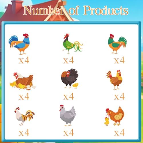 Chicken Birthday Party Decorations - 36PCS Chicken Cupcake Toppers Decoration Chick Cupcake Picks Decor Farm Themed Baby Shower Supplies