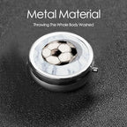 Soccer Ball On Marble Round Pill Case, Portable Pill Box for Pocket Metal Medicine Vitamin Organizer 3 Compartment Three Times A Day