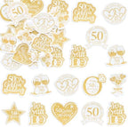 Gyufise 54Pcs Edible 50th Anniversary Cupcake Toppers Golden Happy Wedding Glutinous Rice Paper Cheers to 50 Years We Still Do Picks Party Cake Decorations Supplies