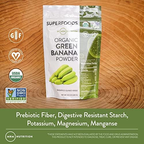MRM Nutrition Organic Green Banana Powder | Superfoods | High-Fiber | Flour Alternative | Prebiotic Fiber | 40 Servings