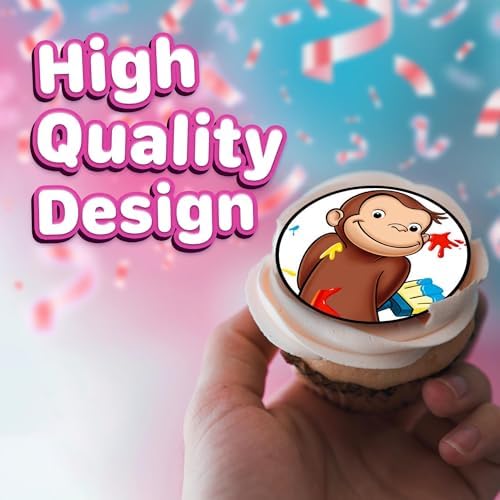30 x Edible Cupcake Toppers – Curious Monkey Inspired Collection of Edible Cake Decorations | Uncut Edible on Wafer Sheet