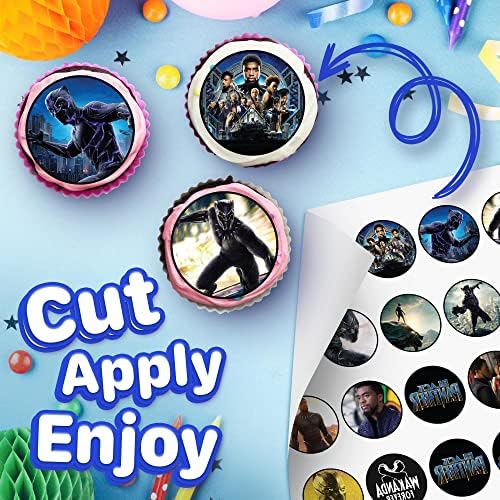 30 x Edible Cupcake Toppers Themed of Jungle Warrior Panther Collection of Edible Cake Decorations | Uncut Edible on Wafer Sheet