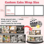 Custom Edible Cake Wrap Topper – 4 Photos (1:1), Film Strip Border, 10.2in L × 3in H