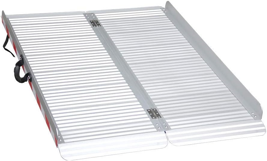 Ruedamann 4FT x 33.5" Extra Wide Electric Scooter ramp Wheelchair ramp for Doorways, Lightweight with Handle, Heavy 800Lbs, Non-Slip Foldable Threshold Ramp for Big Wheelchair Walker Scooter Trailer
