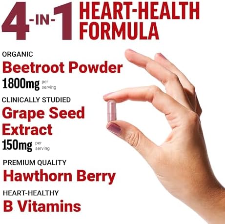 Force Factor Total Beets Blood Pressure Support Beet Root Capsules, 1800mg Organic Beet Root Powder Beet Supplement with Hawthorn Berry to Support Circulation and Blood Flow, 90 Vegetable Capsules
