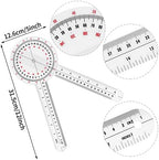 Prasacco 12 Inch Goniometer, Transparent Orthopedic Angle Ruler Plastic Goniometer 360 Degree Goniometer Angle Protractor Goniometer for Body Measuring Tape Goniometer Protractor Ruler