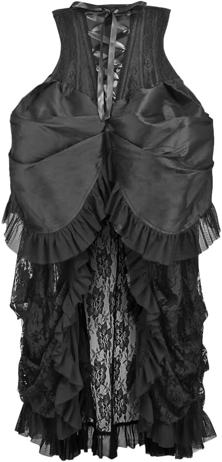 Daisy corsets Women's Daisy Corsets Top Drawer Steel Boned Black Lace Victorian Bustle Underbust Corset Dress