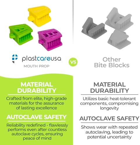Large Purple Dental Bite Blocks - Autoclave Dental Silicone Mouth Props - Mouth Prop Bite Block Dental (Bag of 6) by PlastCare USA